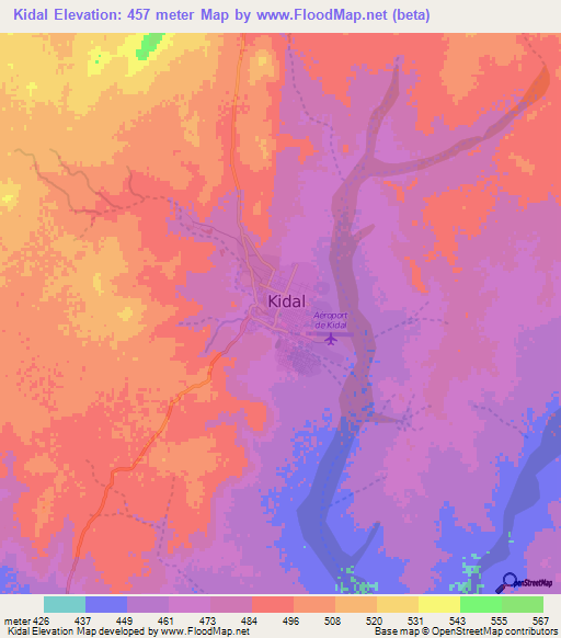 Kidal,Mali Elevation Map