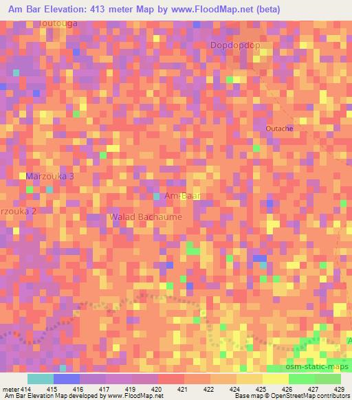 Am Bar,Chad Elevation Map