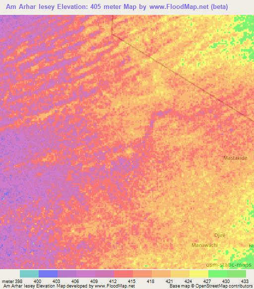 Am Arhar Iesey,Chad Elevation Map