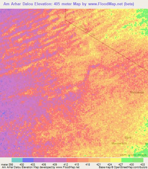 Am Arhar Dalou,Chad Elevation Map