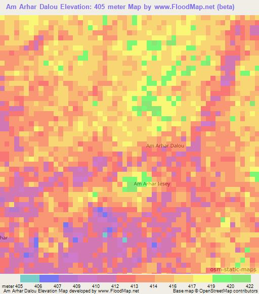 Am Arhar Dalou,Chad Elevation Map