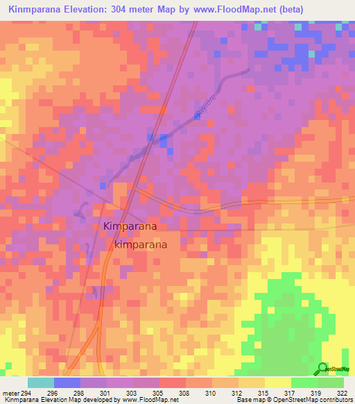 Kinmparana,Mali Elevation Map
