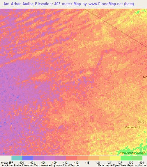 Am Arhar Atalbe,Chad Elevation Map