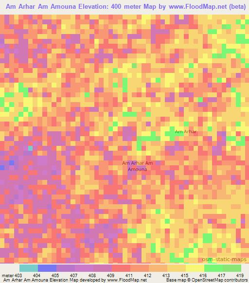 Am Arhar Am Amouna,Chad Elevation Map