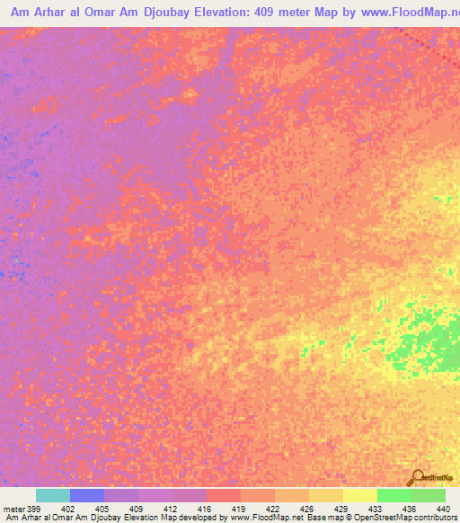 Am Arhar al Omar Am Djoubay,Chad Elevation Map