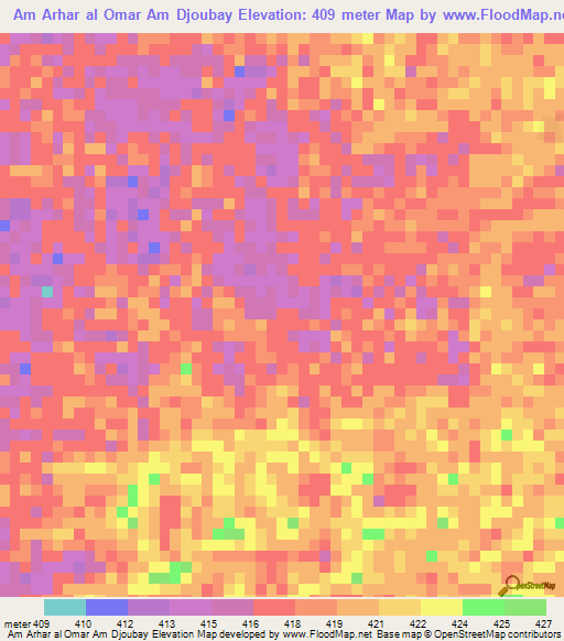 Am Arhar al Omar Am Djoubay,Chad Elevation Map