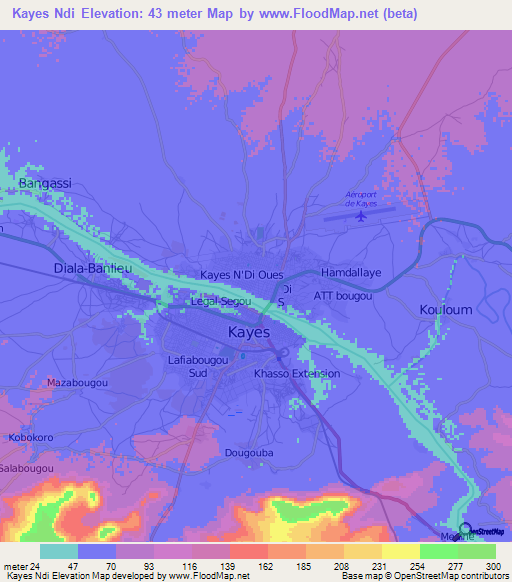 Kayes Ndi,Mali Elevation Map