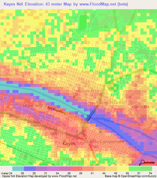 Kayes Ndi,Mali Elevation Map