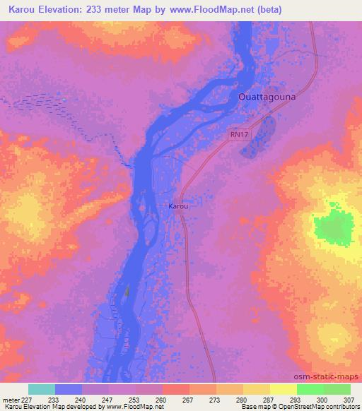 Karou,Mali Elevation Map