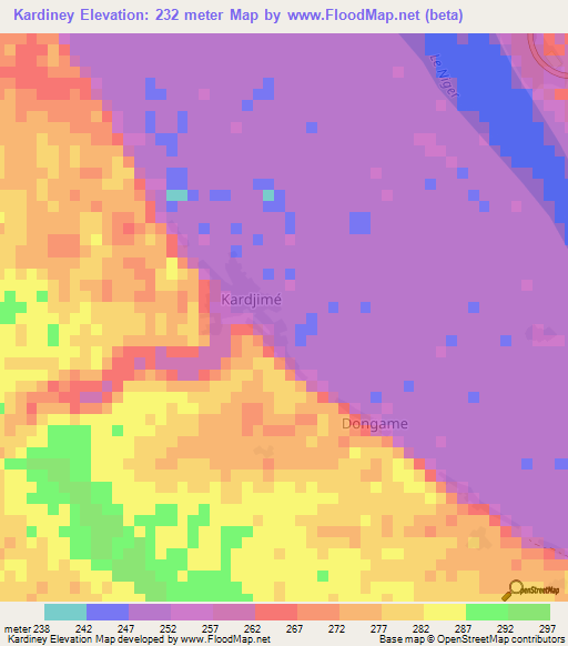 Kardiney,Mali Elevation Map
