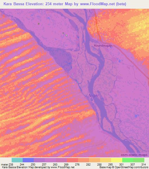 Kara Bassa,Mali Elevation Map