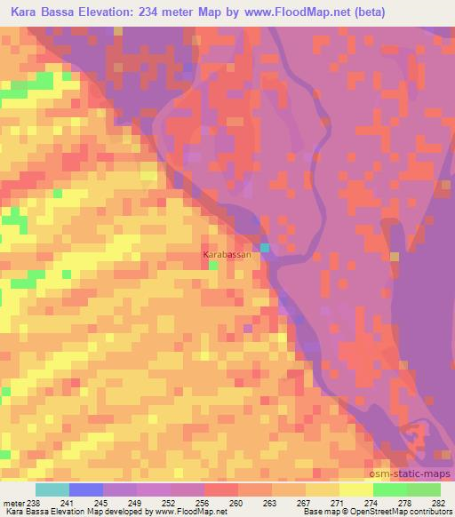 Kara Bassa,Mali Elevation Map