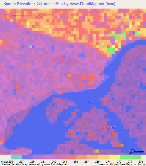 Kandia,Mali Elevation Map