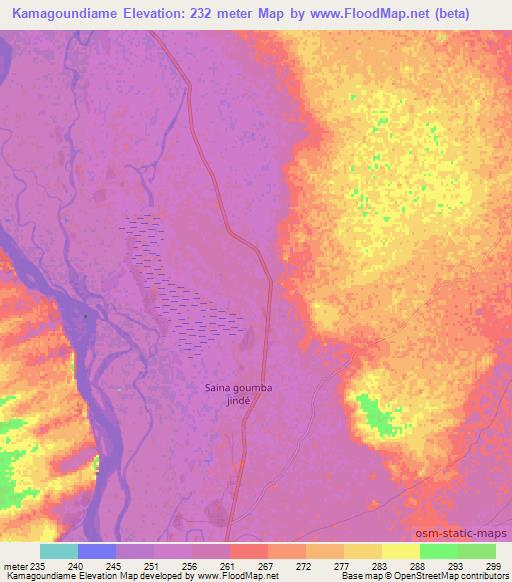 Kamagoundiame,Mali Elevation Map