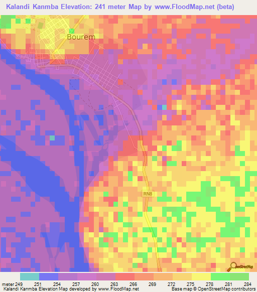 Kalandi Kanmba,Mali Elevation Map