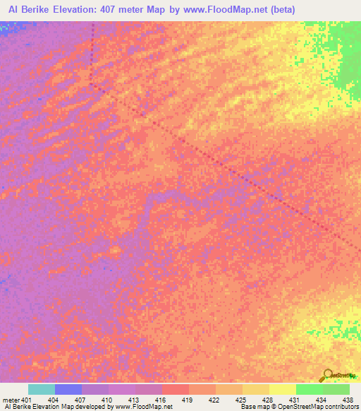 Al Berike,Chad Elevation Map