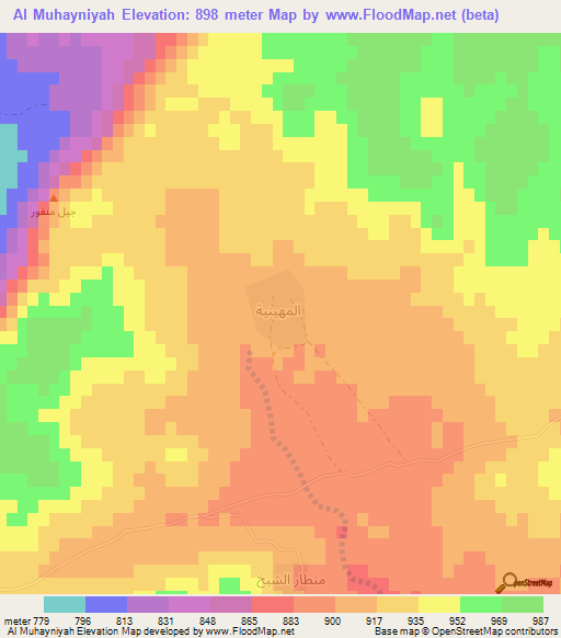 Al Muhayniyah,Syria Elevation Map
