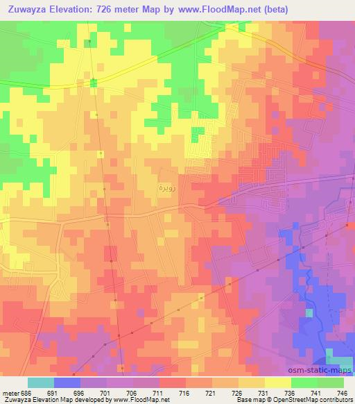 Zuwayza,Jordan Elevation Map
