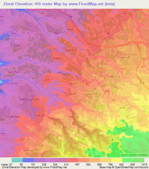 Zimal,Jordan Elevation Map
