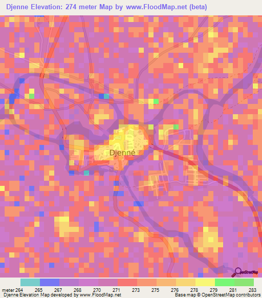 Djenne,Mali Elevation Map