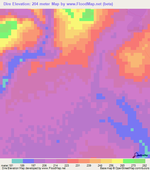 Dire,Mali Elevation Map