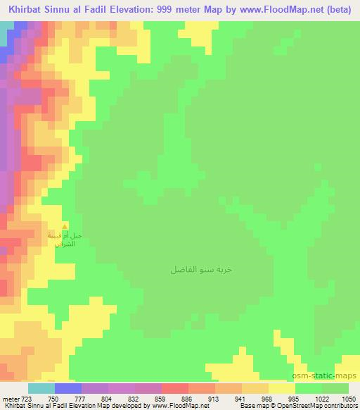 Khirbat Sinnu al Fadil,Syria Elevation Map