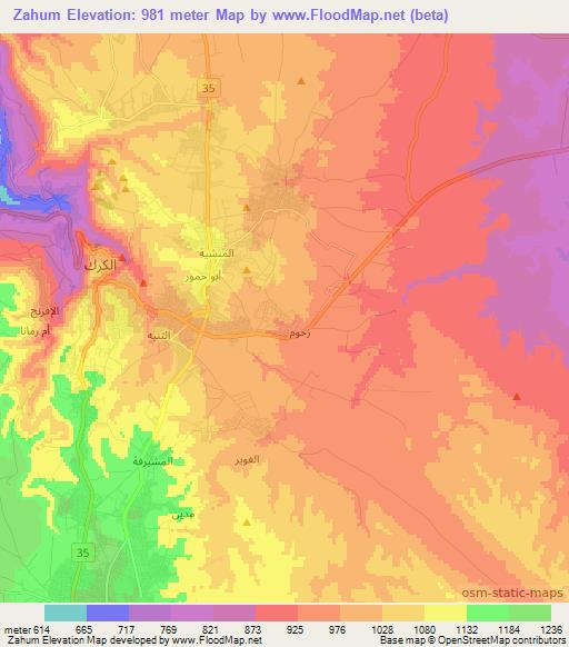 Zahum,Jordan Elevation Map