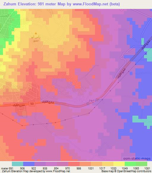 Zahum,Jordan Elevation Map