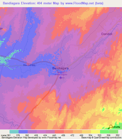 Bandiagara,Mali Elevation Map