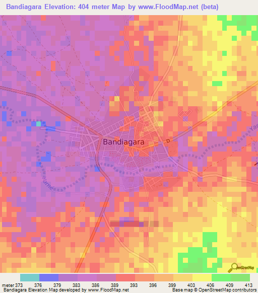 Bandiagara,Mali Elevation Map