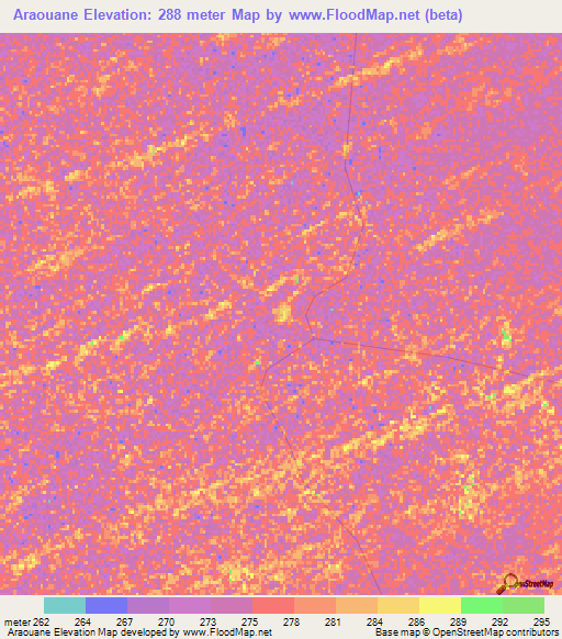 Araouane,Mali Elevation Map
