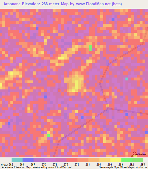 Araouane,Mali Elevation Map