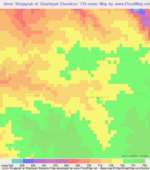 Umm Shujayrah al Gharbiyah,Jordan Elevation Map