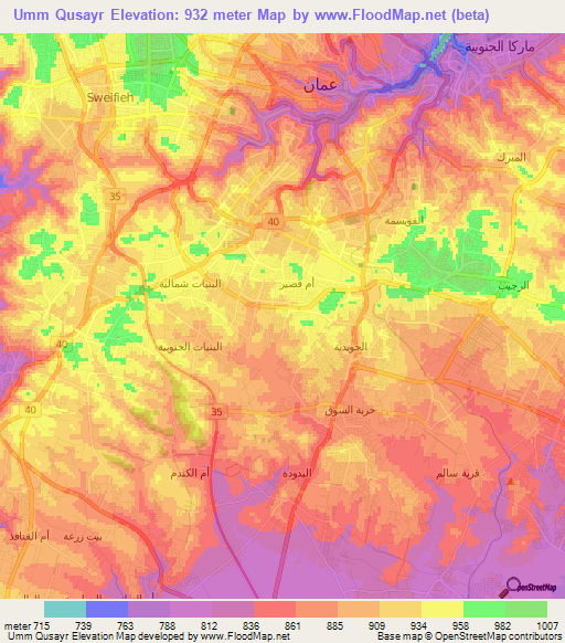 Umm Qusayr,Jordan Elevation Map
