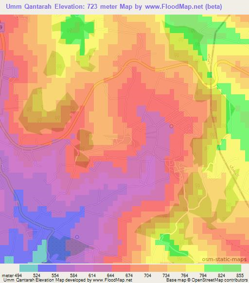 Umm Qantarah,Jordan Elevation Map