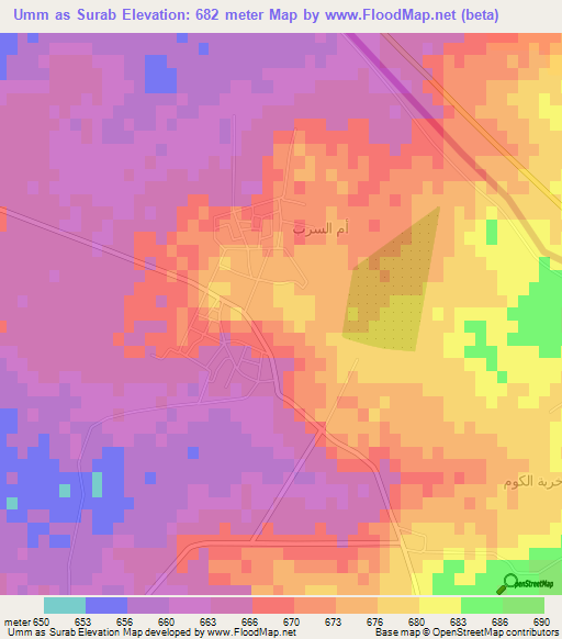 Umm as Surab,Jordan Elevation Map