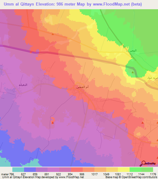 Umm al Qittayn,Jordan Elevation Map