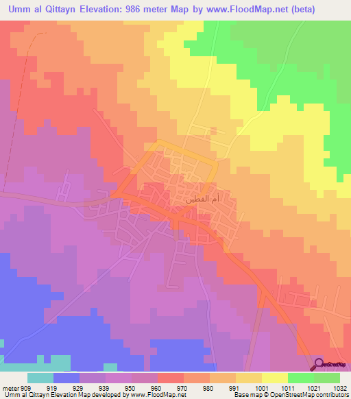 Umm al Qittayn,Jordan Elevation Map