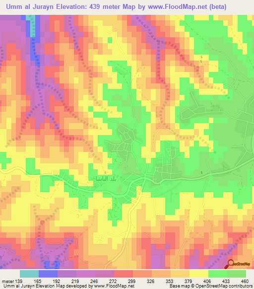 Umm al Jurayn,Jordan Elevation Map