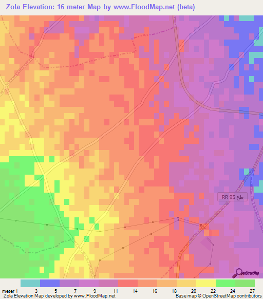 Zola,Tunisia Elevation Map