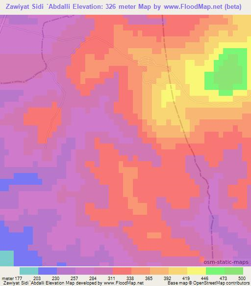 Zawiyat Sidi `Abdalli,Tunisia Elevation Map