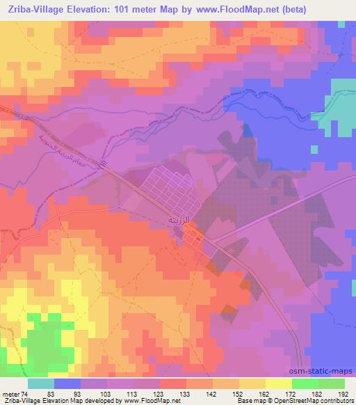 Zriba-Village,Tunisia Elevation Map