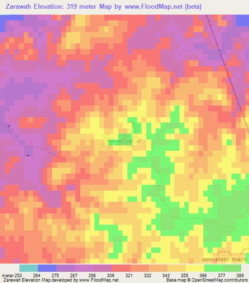 Zarawah,Tunisia Elevation Map