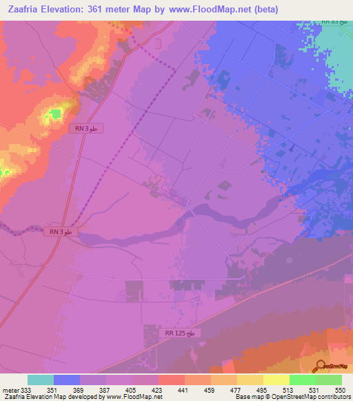 Zaafria,Tunisia Elevation Map