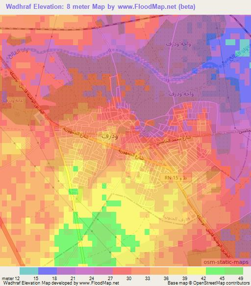 Wadhraf,Tunisia Elevation Map
