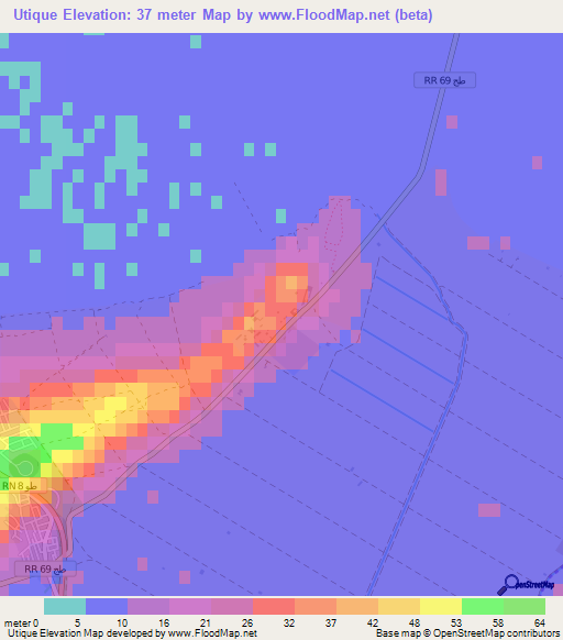 Utique,Tunisia Elevation Map