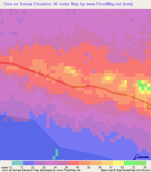 Oum es Somaa,Tunisia Elevation Map