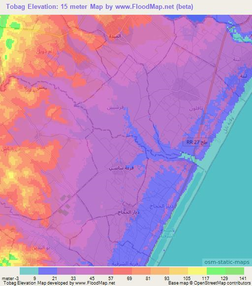 Tobag,Tunisia Elevation Map