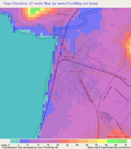 Tinja,Tunisia Elevation Map