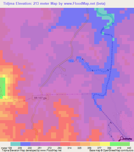 Tidjma,Tunisia Elevation Map